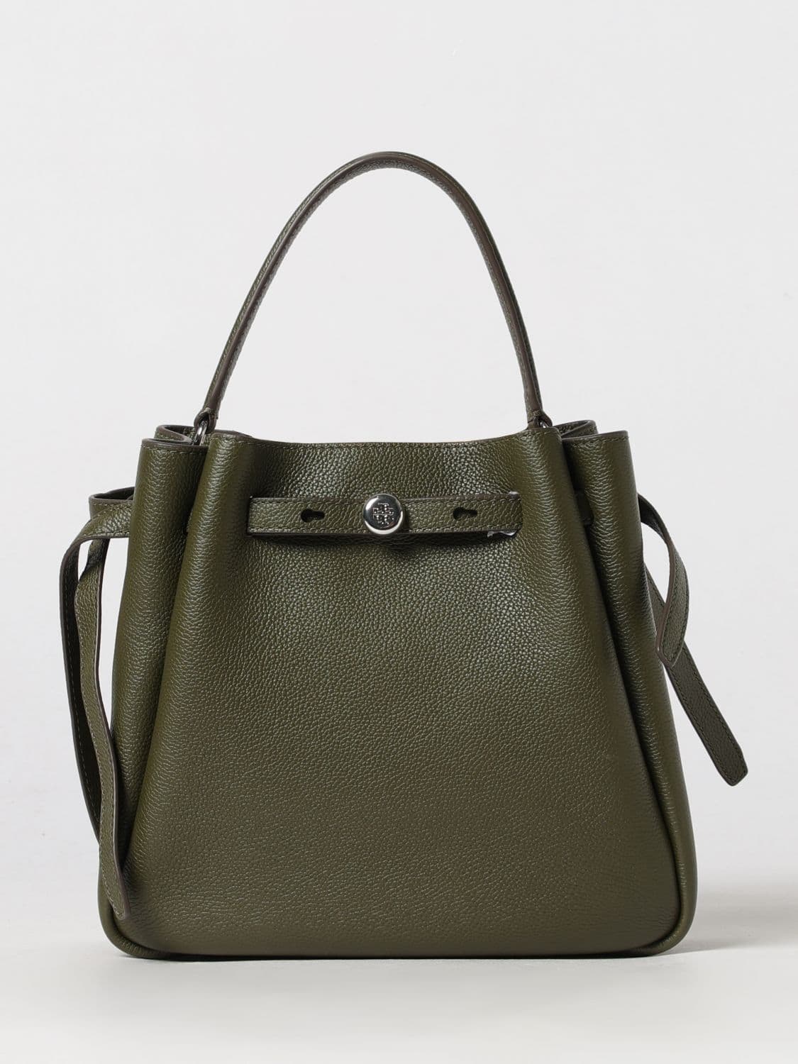 Tory Burch Romy Mini Handbag in Pebbled Leather with a Flared Shape · OS