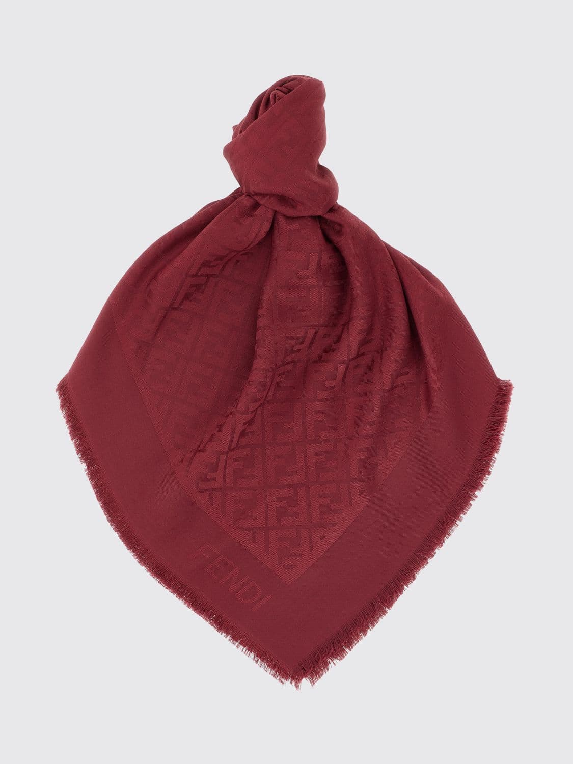 Fendi FF Jacquard Wool and Silk Scarf with Fringed Edges · OS