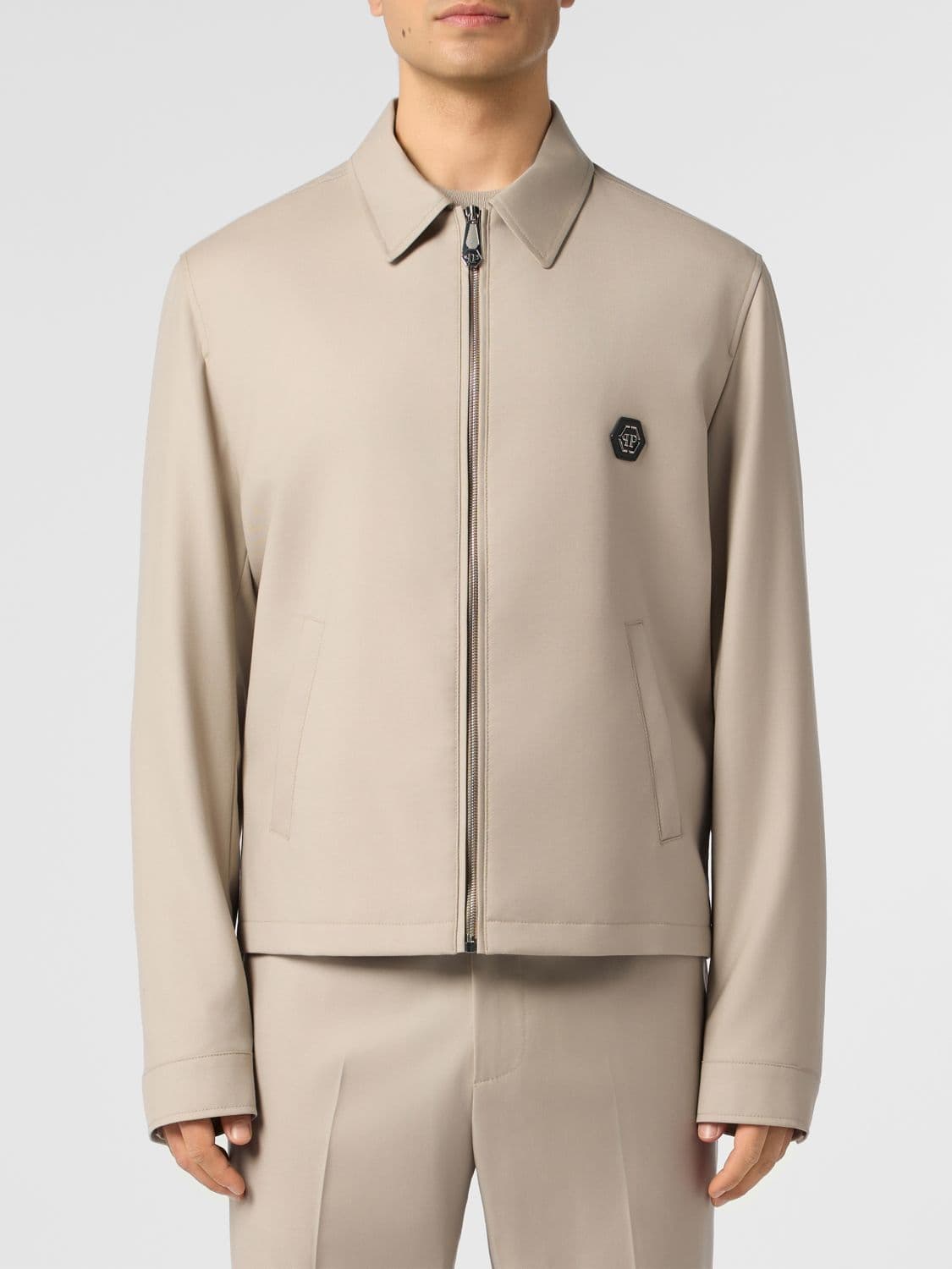 Philipp Plein Hexagon Monogram Wool Blend Shirt Jacket