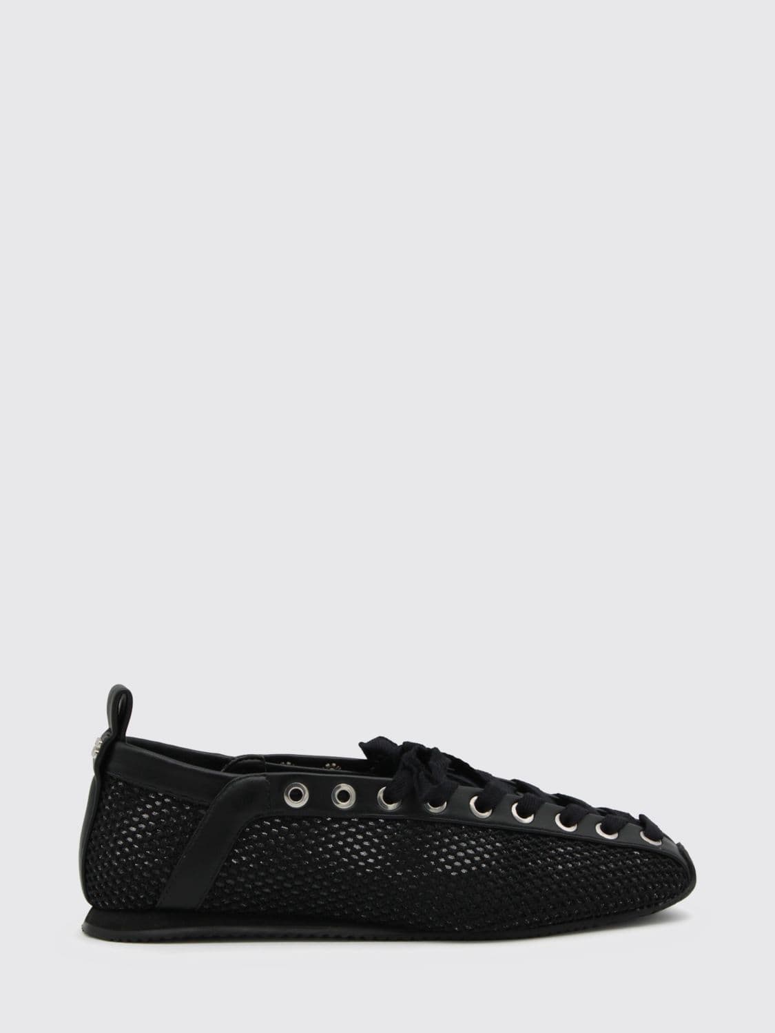 Ganni Sporty Lace-Up Recycled Mesh Ballet Flats with Elasticized Ankle