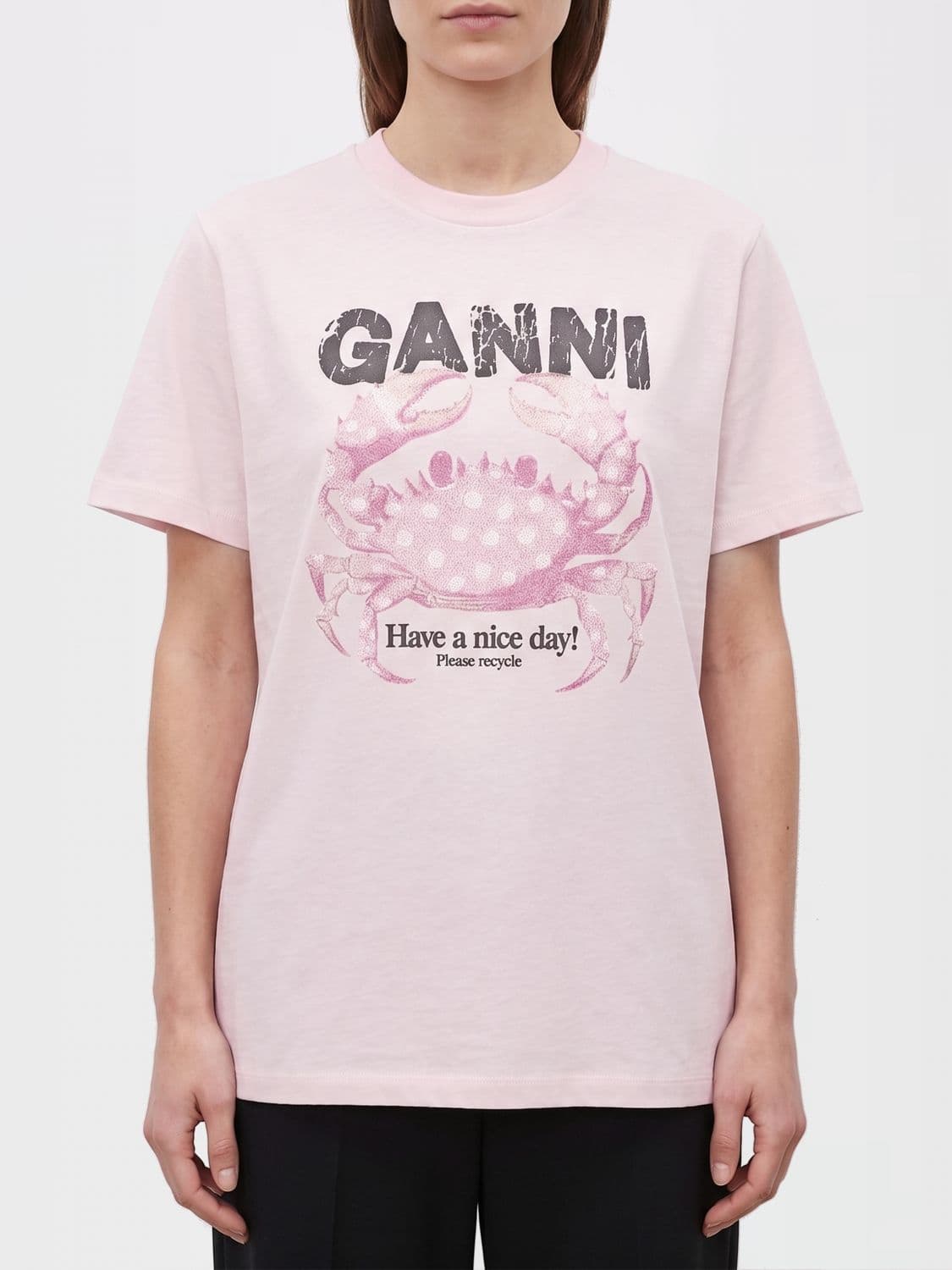 Ganni Graphic Logo Print Cotton T-Shirt