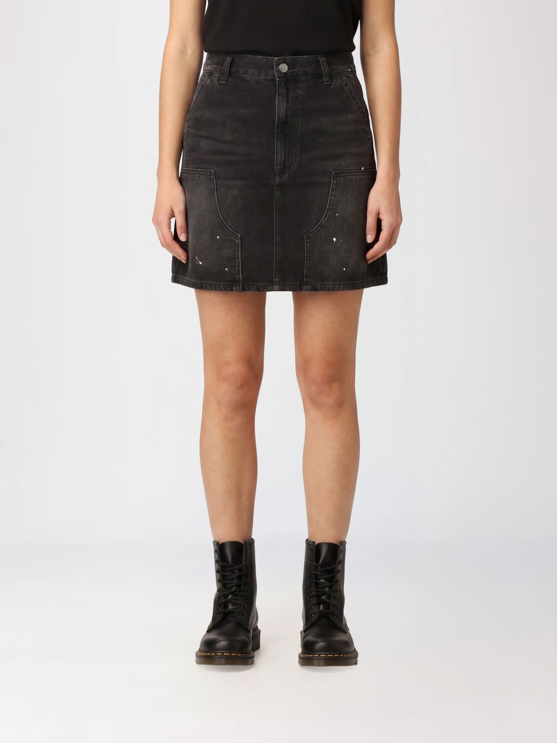 Carhartt Wip High-Waisted A-Line Mini Skirt in Cotton Denim