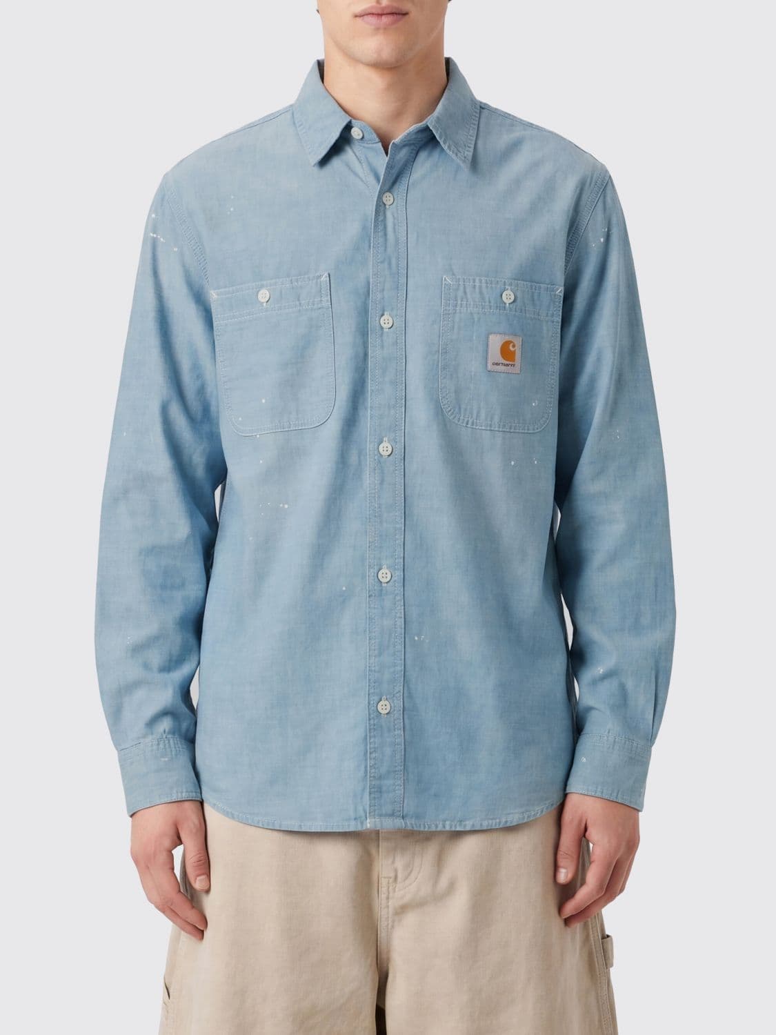 Carhartt Wip Slim Fit Cotton Casual Shirt with French Collar and Patch Pocket