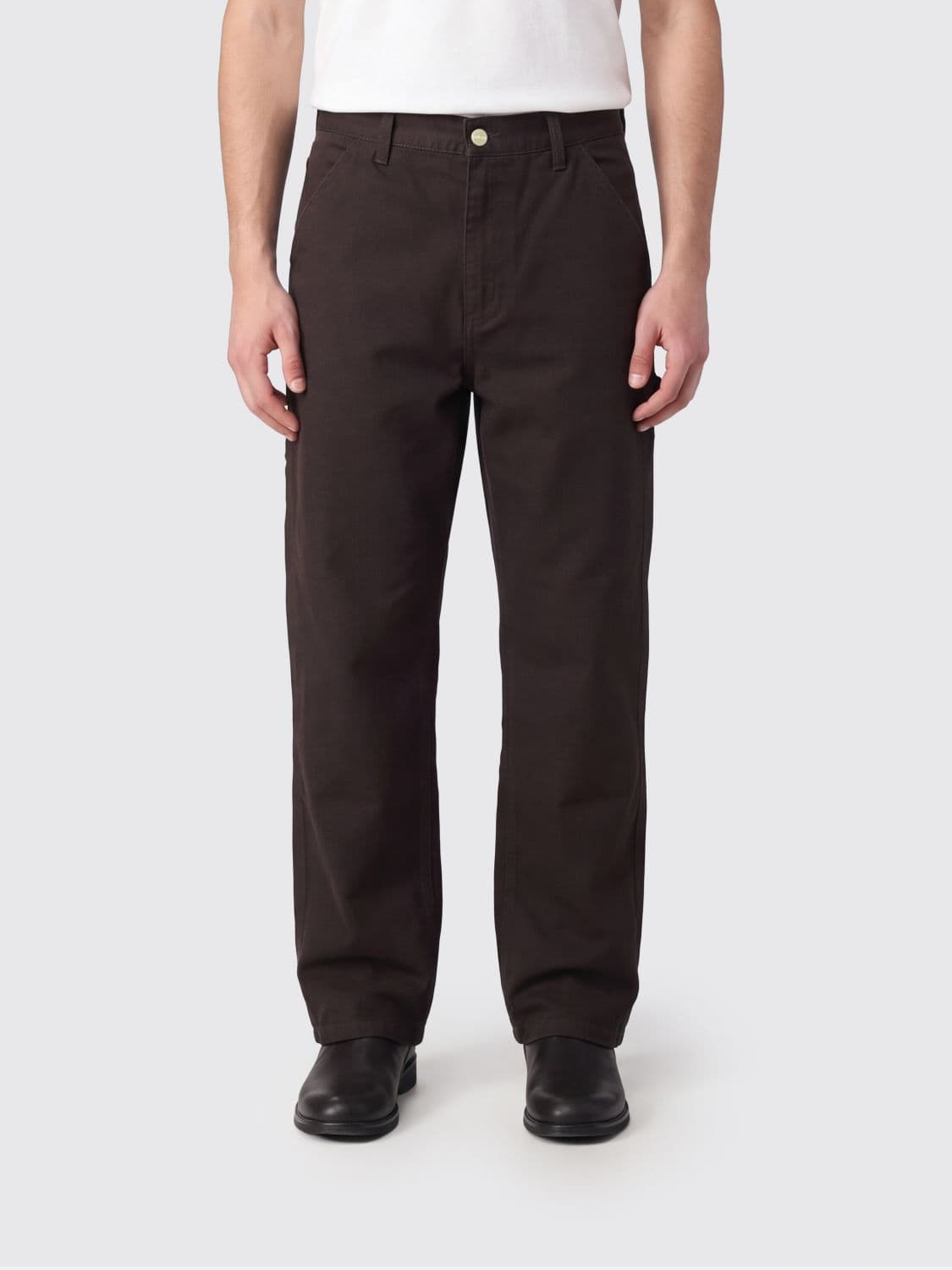Carhartt Wip Single Knee Wide Leg Cotton Trousers with Logo