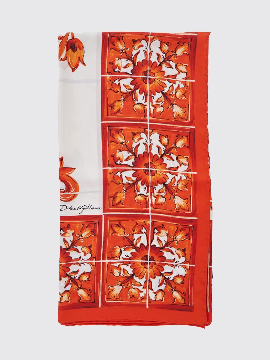 Dolce & Gabbana Majolica Print Pure Silk Square Scarf