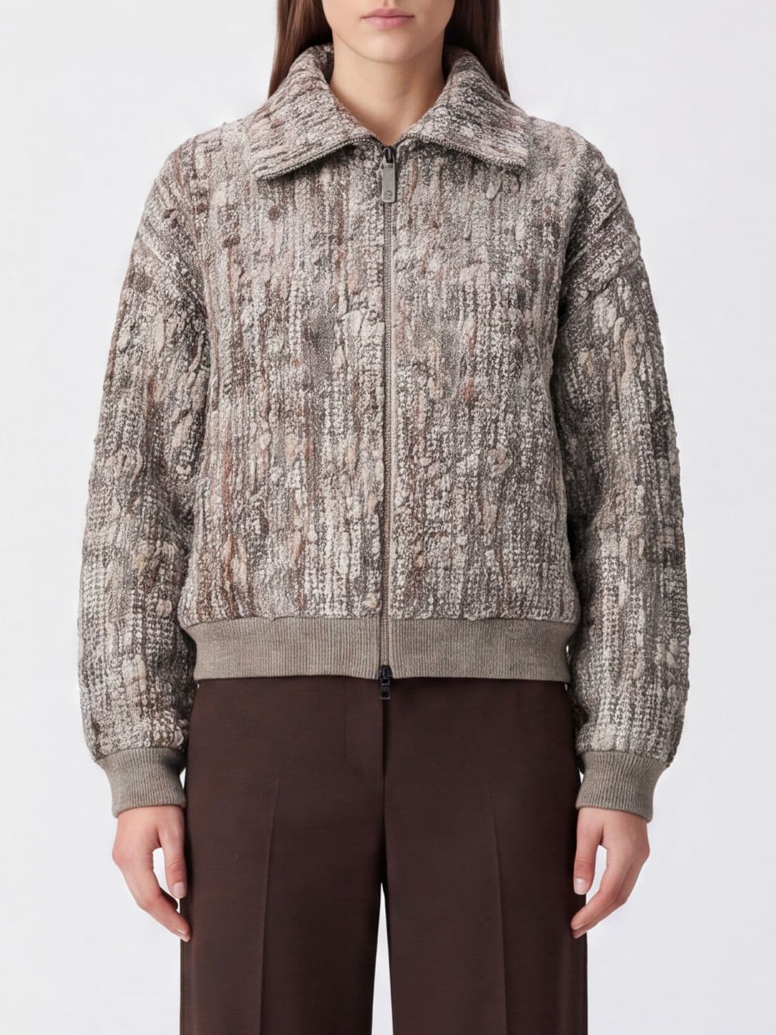Brunello Cucinelli Zip-Up Wool-Blend Cardigan with Sequins and Dropped Shoulders