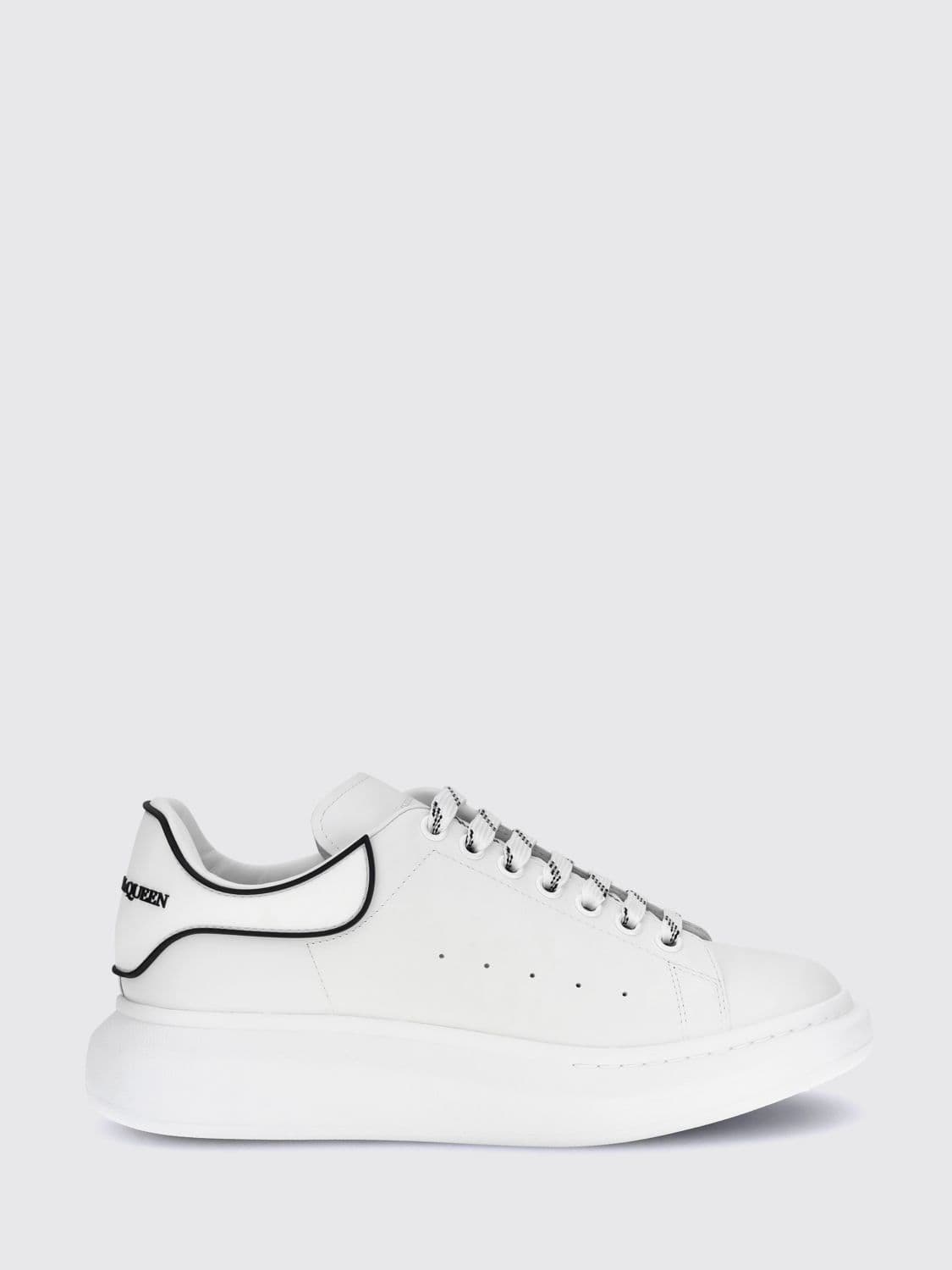 Mcqueen Oversize Calf Leather Sneakers with Rear Logo and Chunky Sole