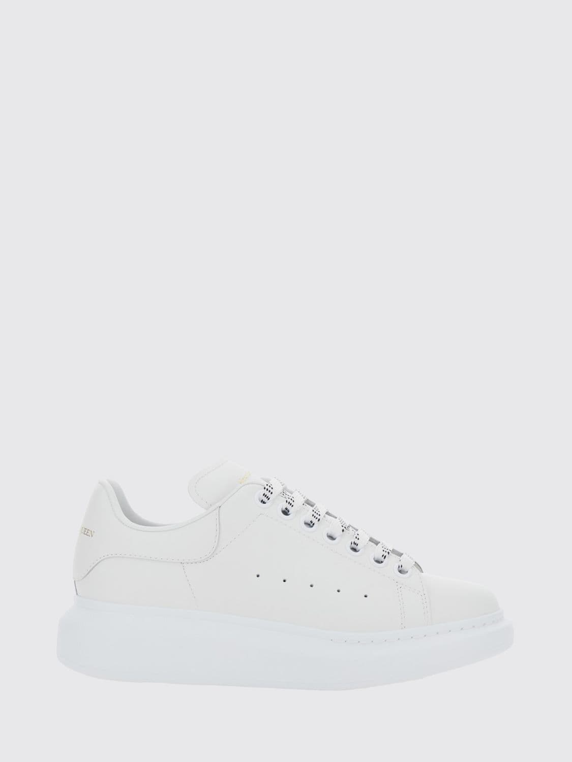 Mcqueen Oversize Calf Leather Sneakers with Contrasting Heel and Laminated Logo