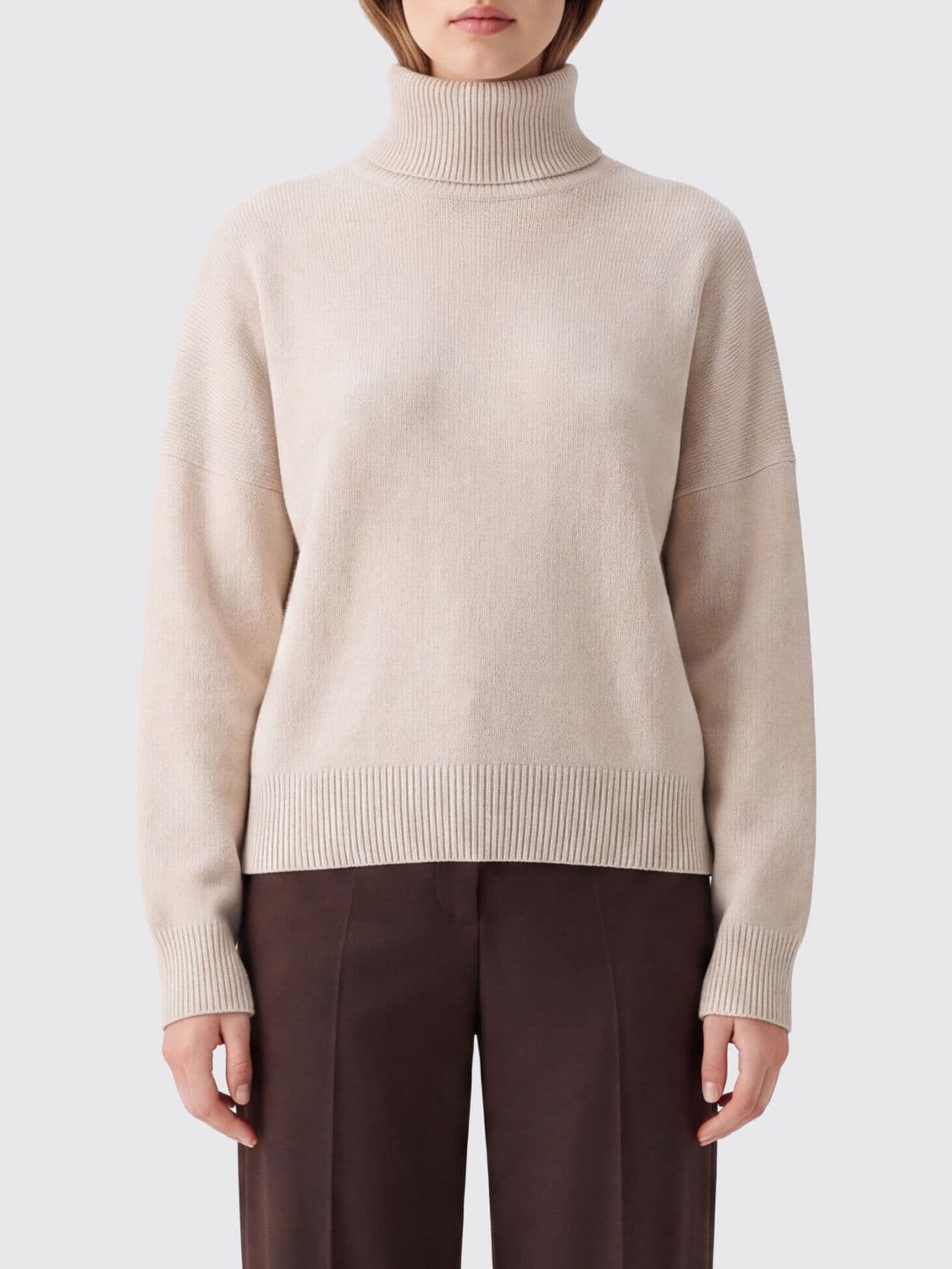 Brunello Cucinelli 100% Cashmere Long-Sleeved Turtleneck Jumper with Ribbed Trim