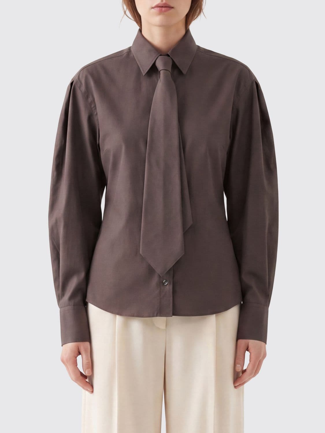 Brunello Cucinelli Cotton-Blend Shirt with Embroidery and Monili