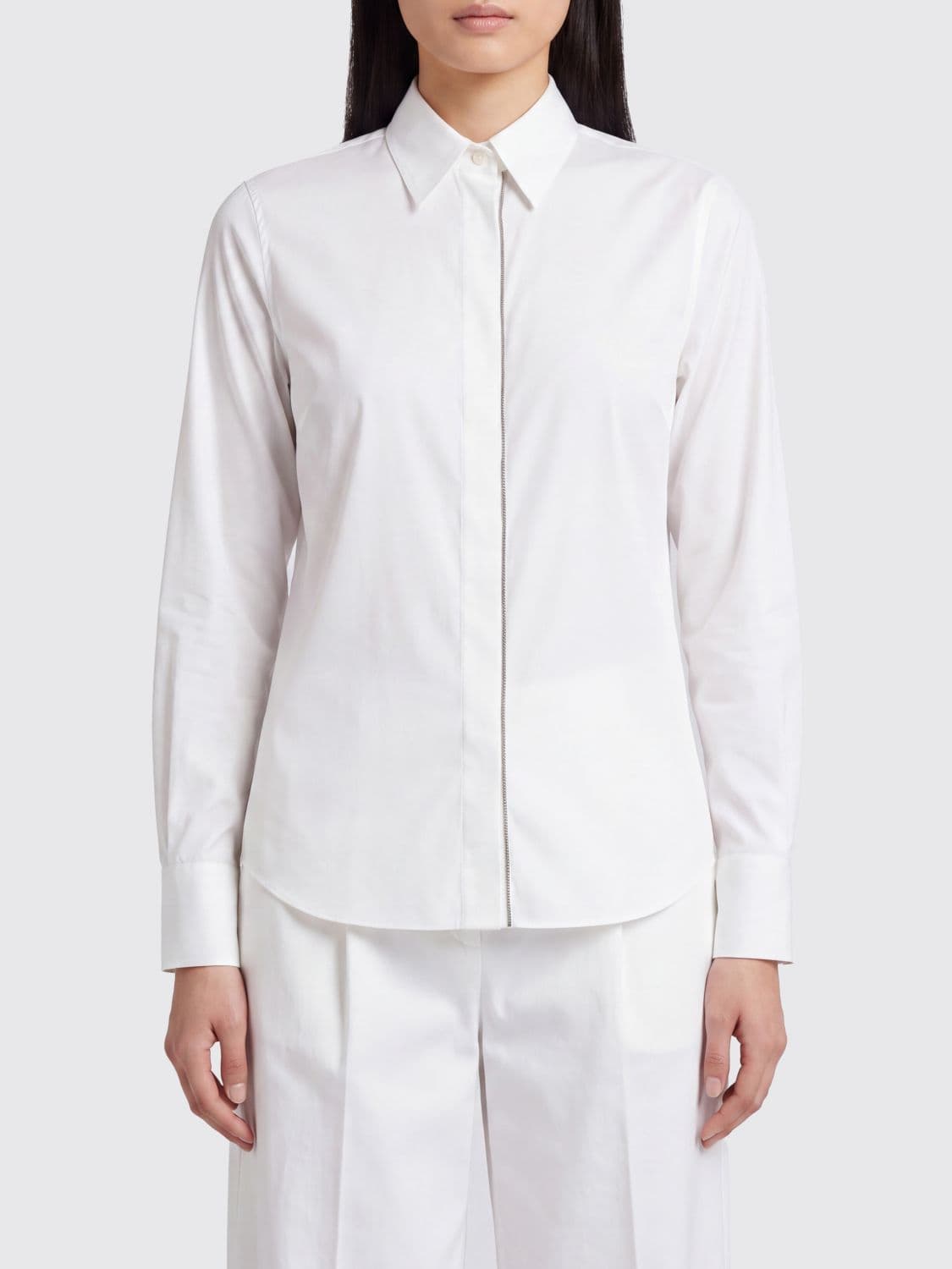 Brunello Cucinelli Cotton French Collar Shirt with Monili Detail
