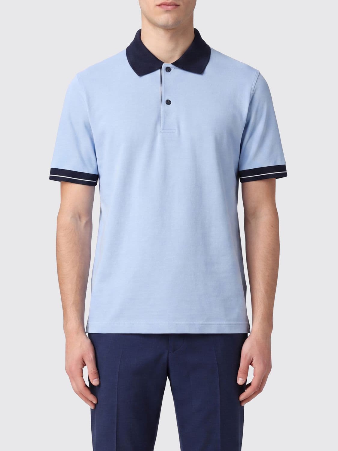 Ferragamo Short-Sleeved Cotton Polo Shirt with French Collar