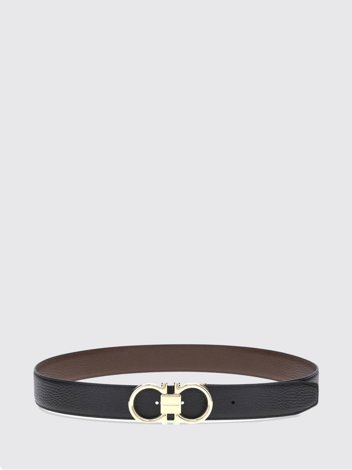 Ferragamo Reversible Leather Belt with Metal Gancini Buckle · 110