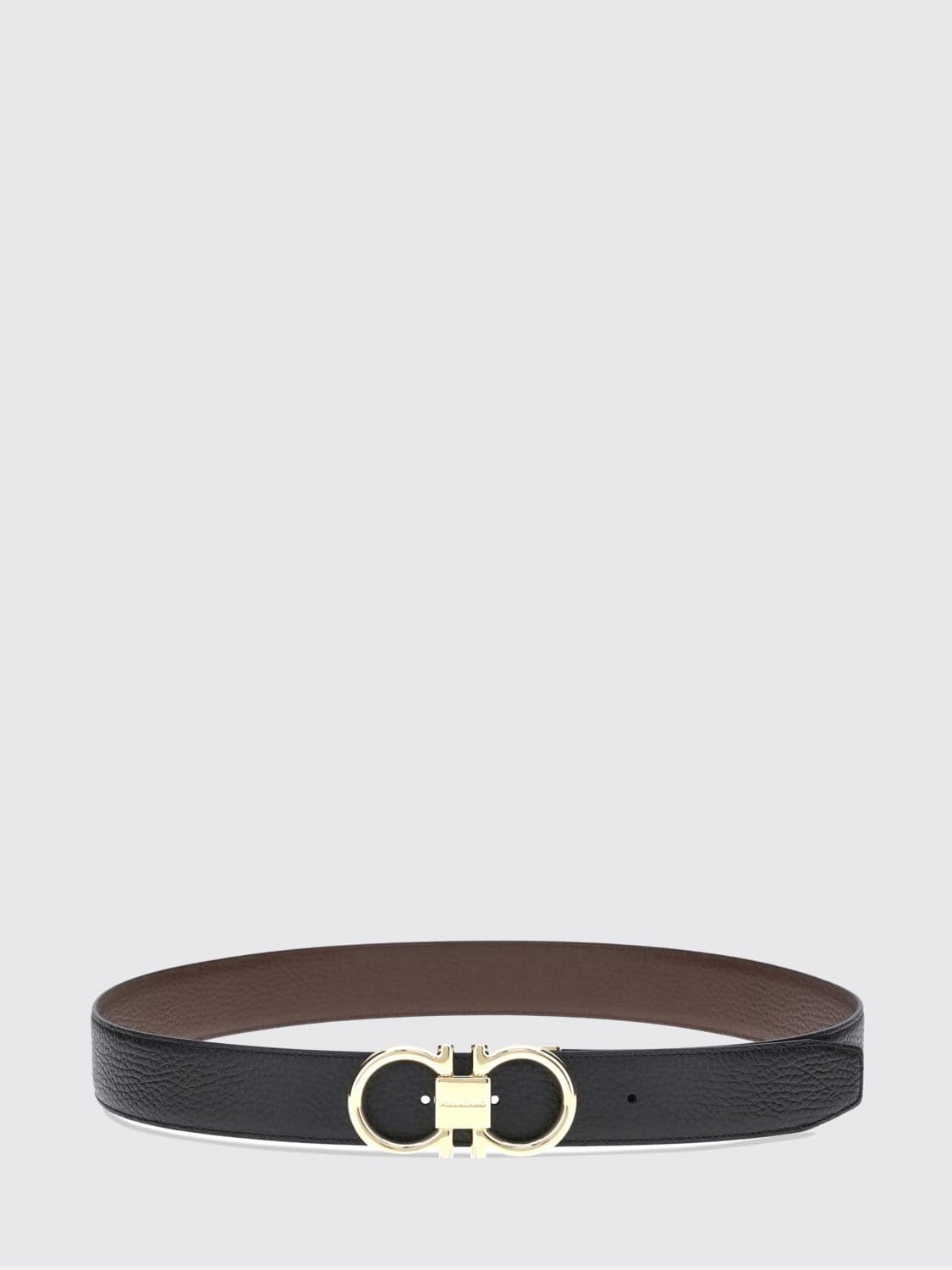 Ferragamo Reversible Leather Belt with Metal Gancini Buckle