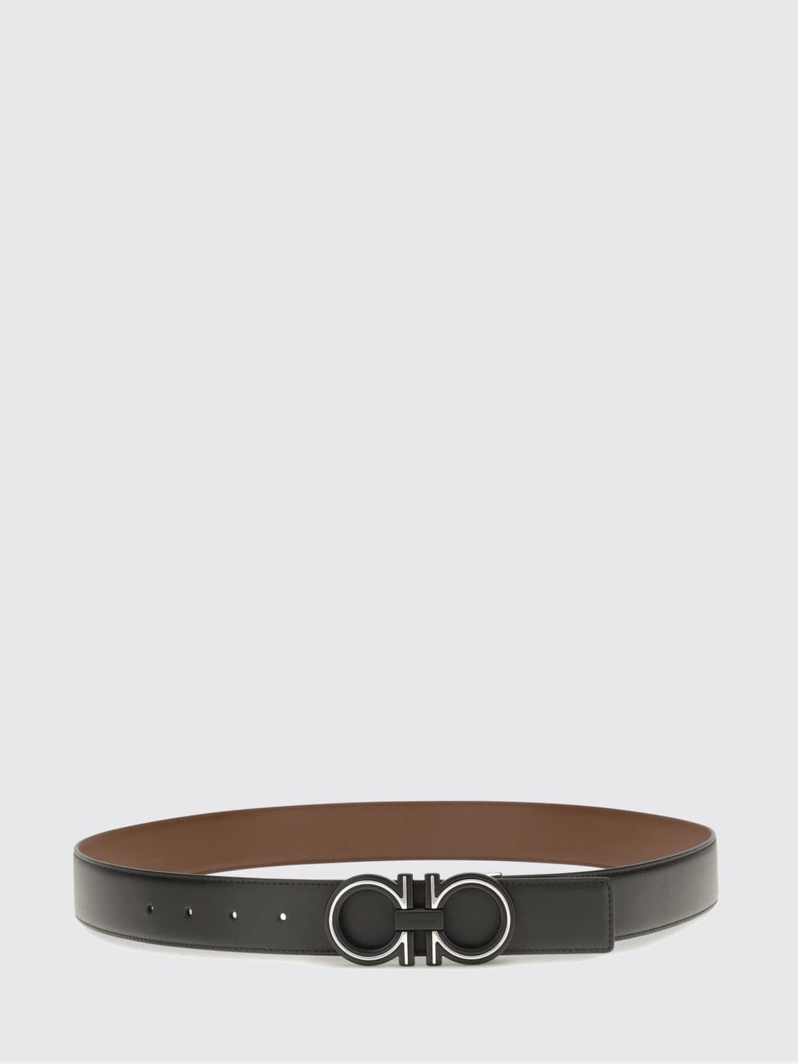 Ferragamo Reversible Leather Belt with Metal Gancini Buckle