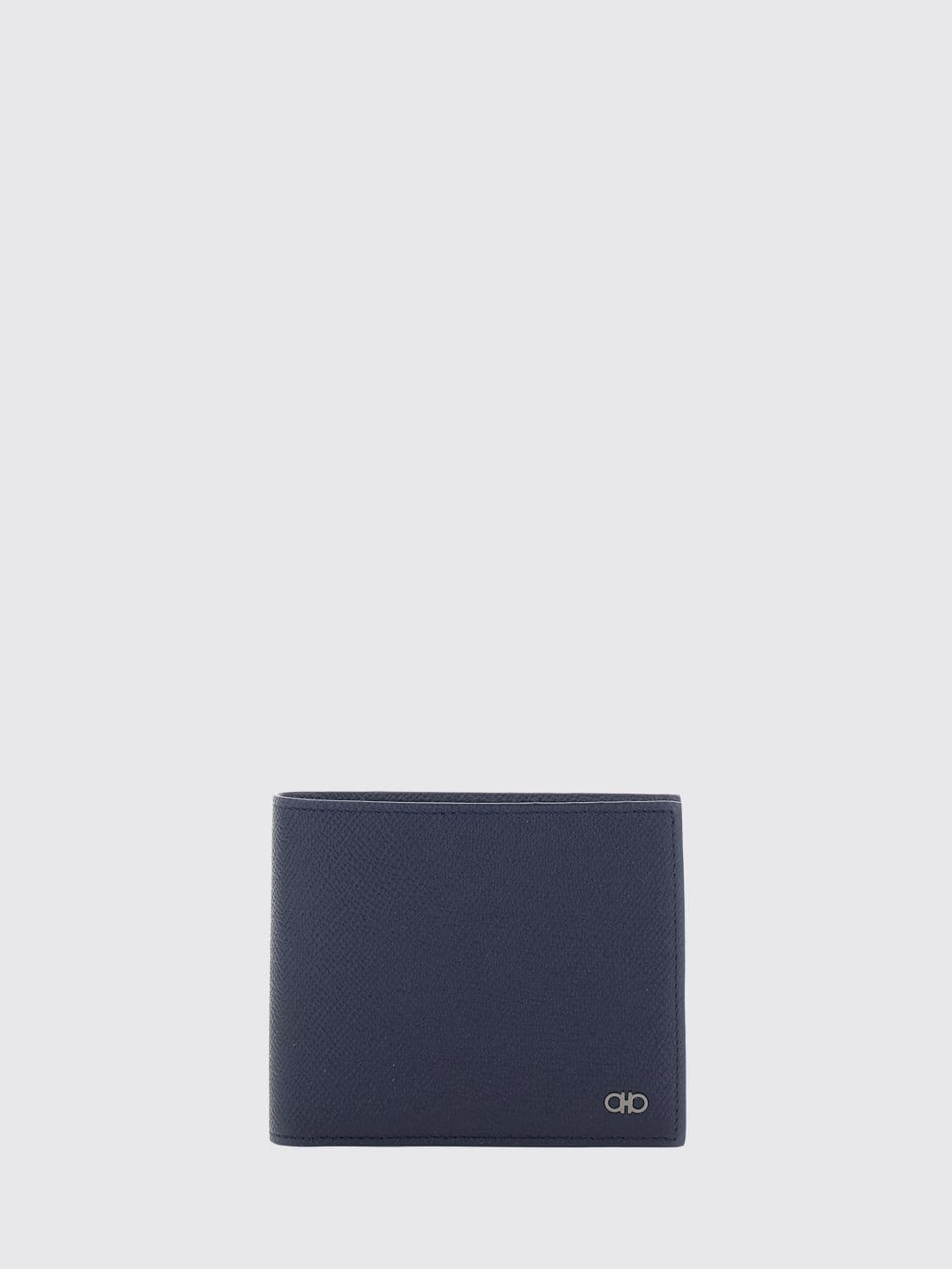 Ferragamo Horizontal Grained Calfskin Wallet with Gancini Logo · OS