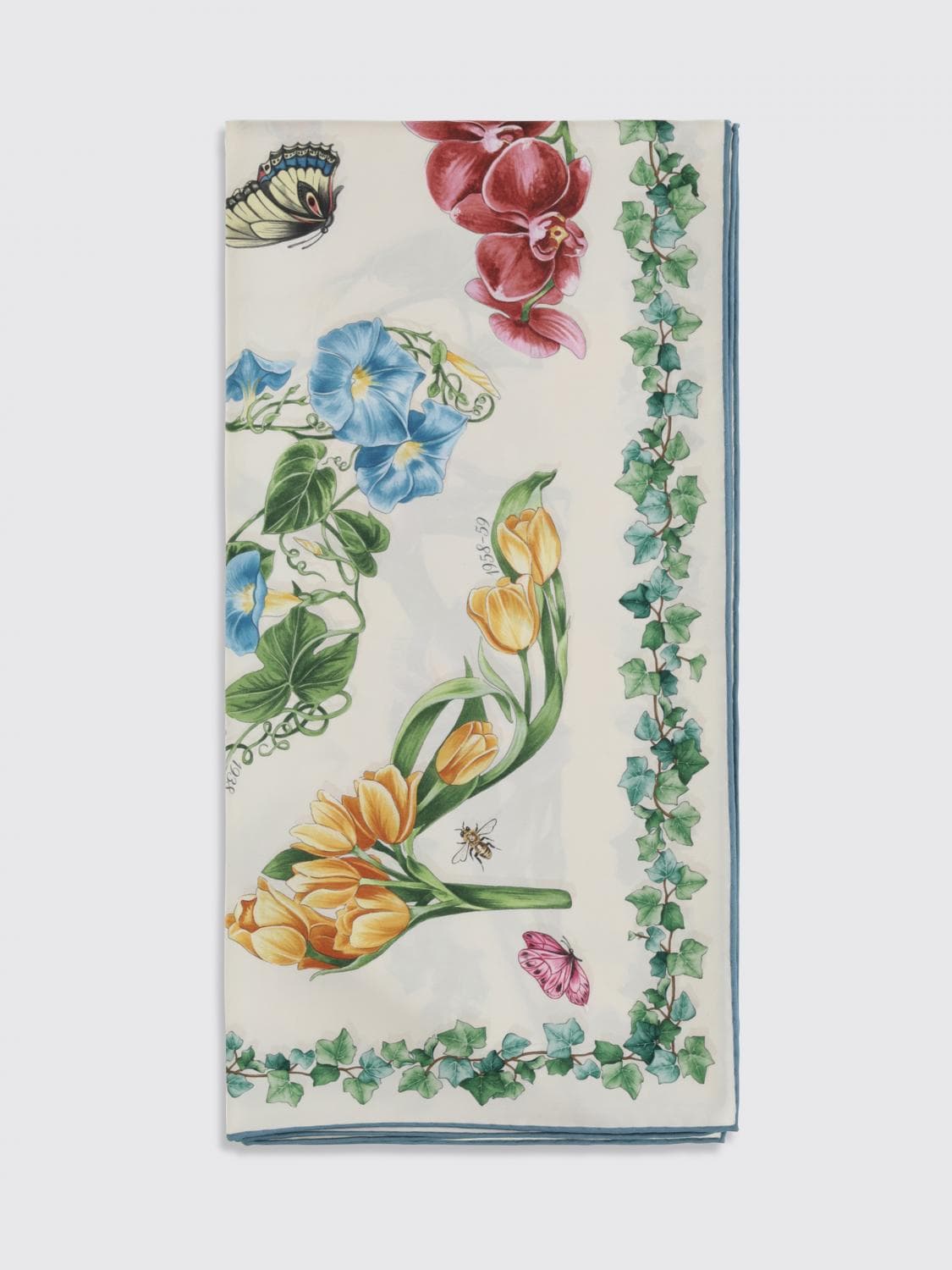Ferragamo Floral Print and Logo Pure Silk Square Scarf · OS