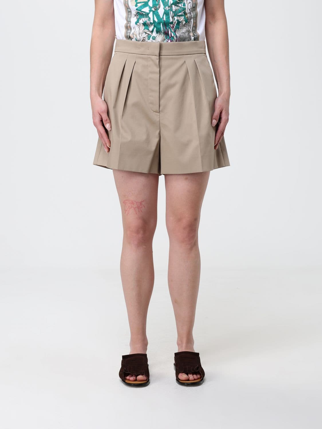 Max Mara Shorts Woman color Kaki · 42