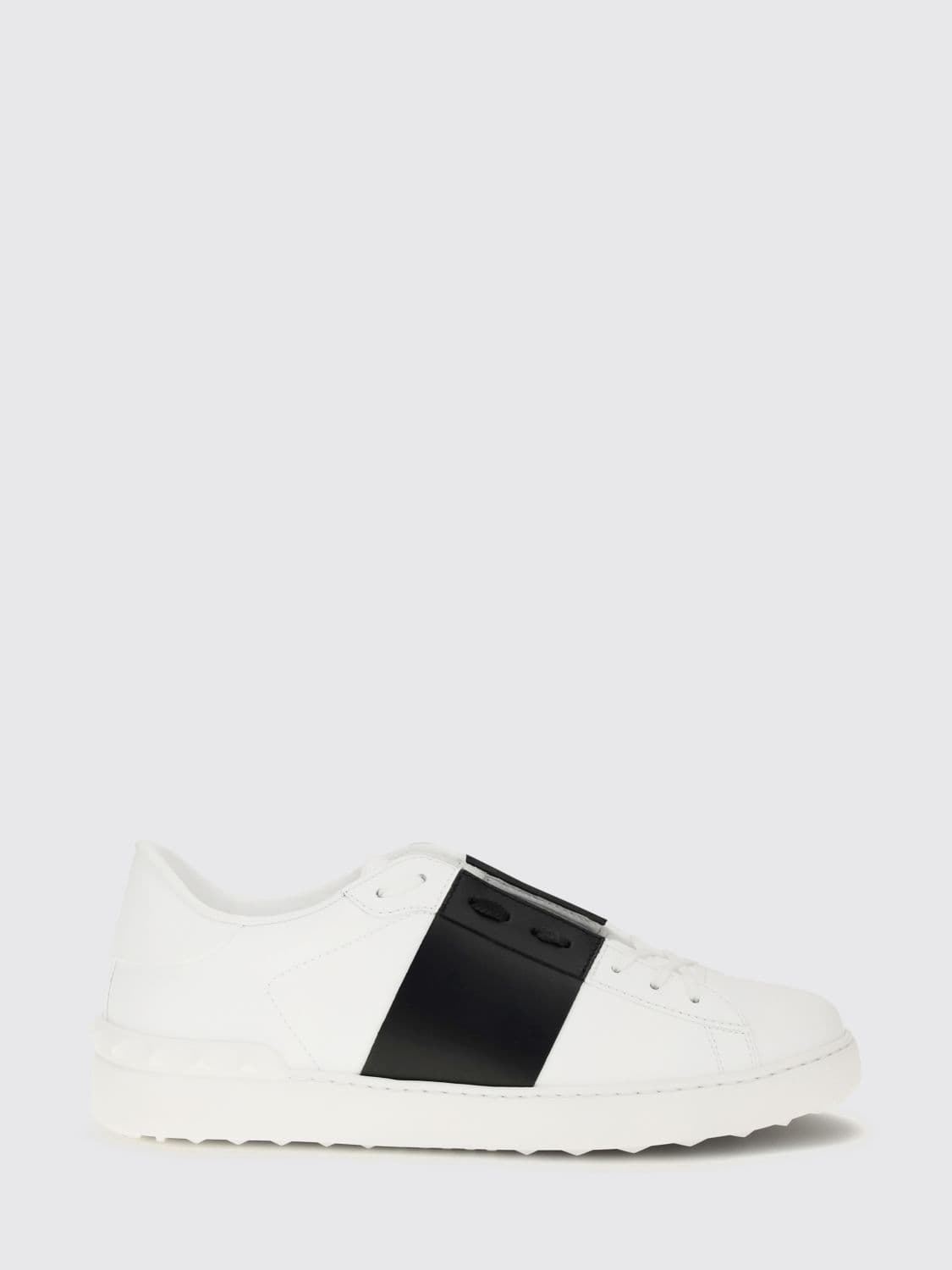 Valentino Garavani Open Calf Leather Sneakers with Contrasting Band