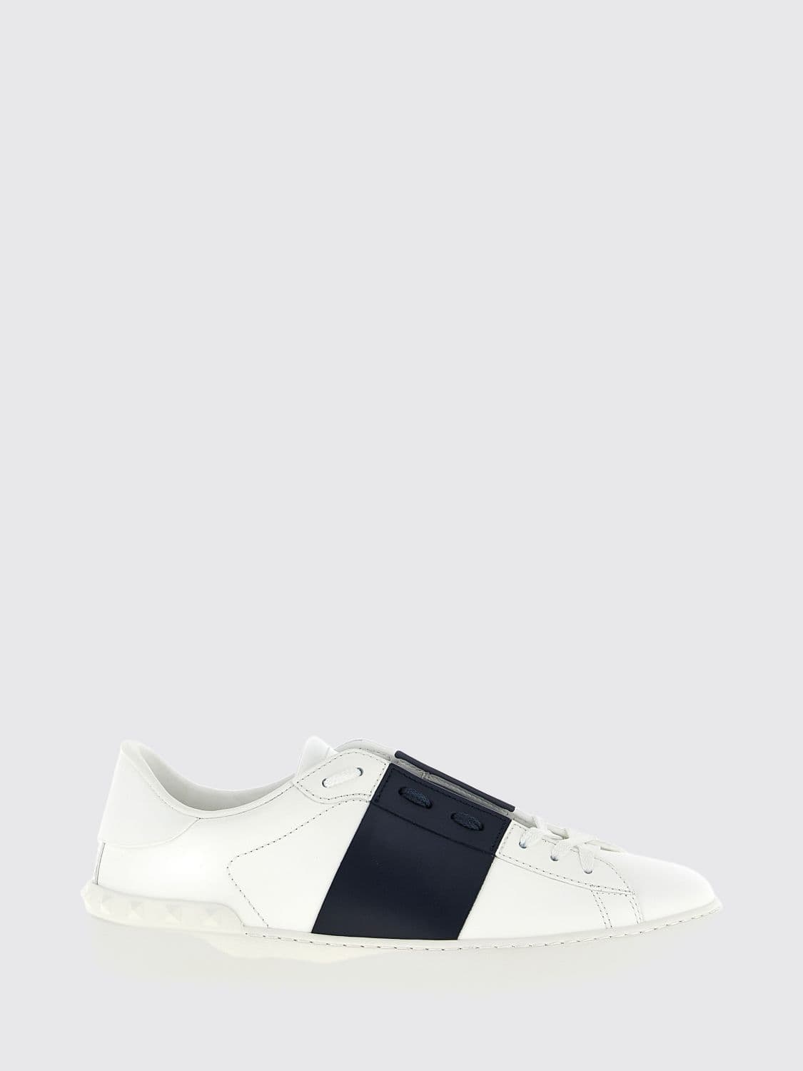Valentino Garavani Open Calf Leather Sneakers with Contrasting Band
