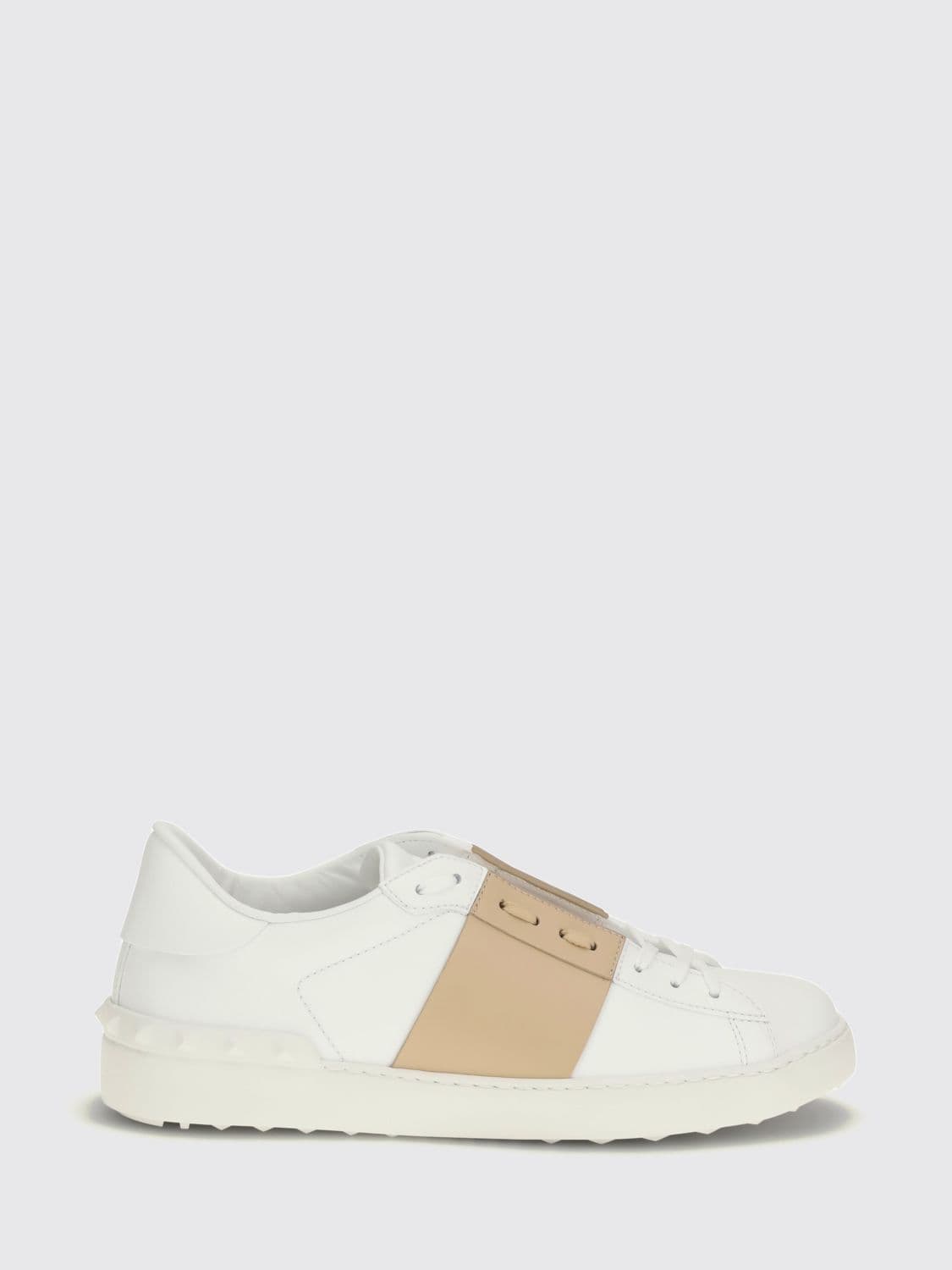 Valentino Garavani Open Calf Leather Sneakers with Contrasting Band