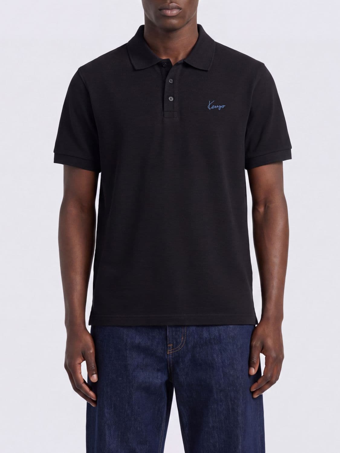 Kenzo Cotton Polo Shirt with Contrasting Embroidered Logo