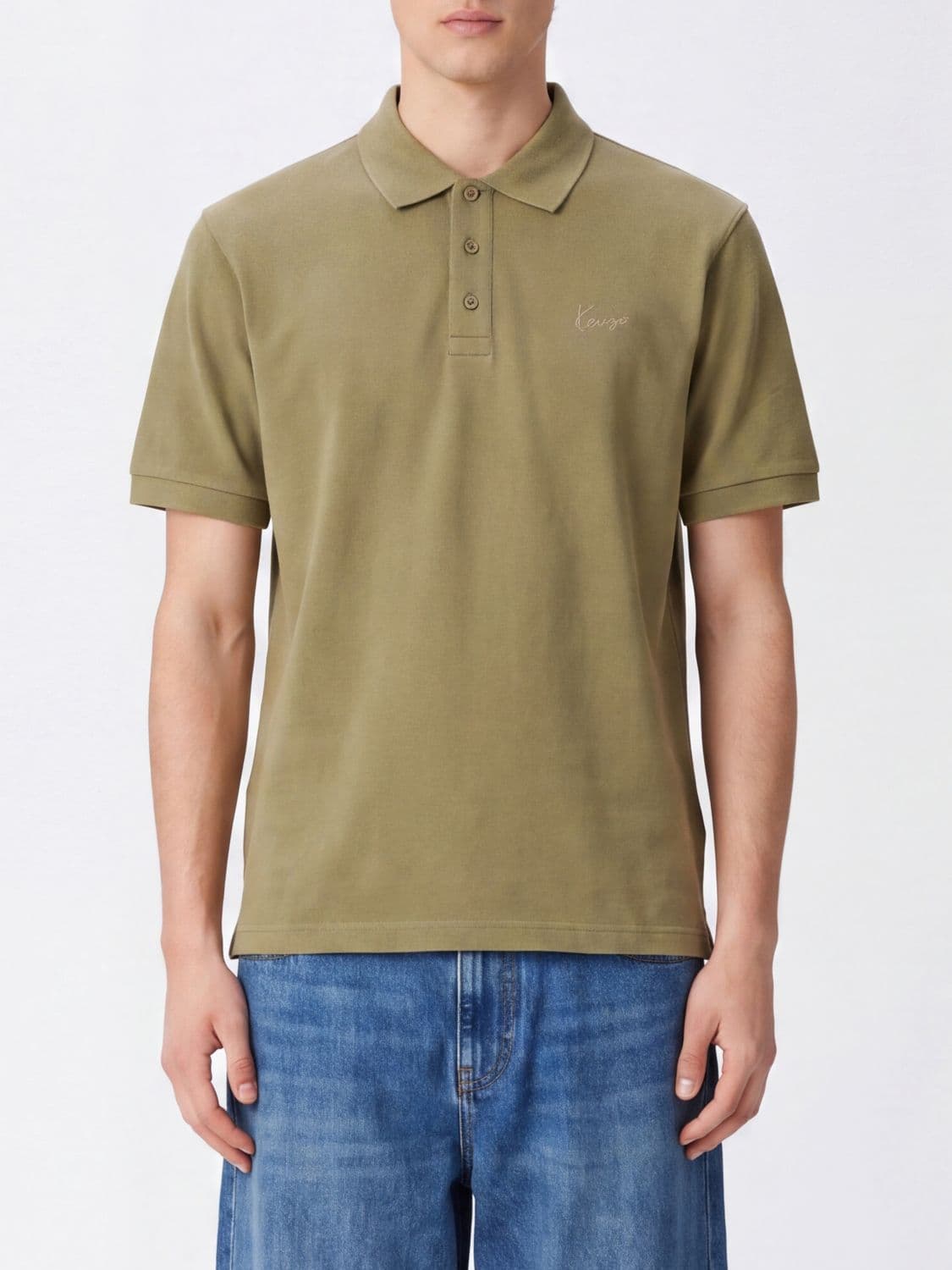 Kenzo Cotton Polo Shirt with Contrasting Embroidered Logo