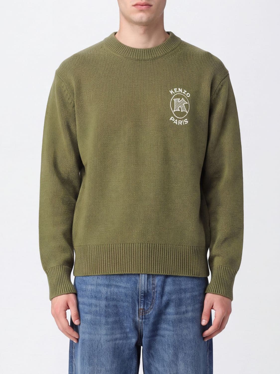 Kenzo Crewneck Cotton Jumper with Contrast Embroidered Logo