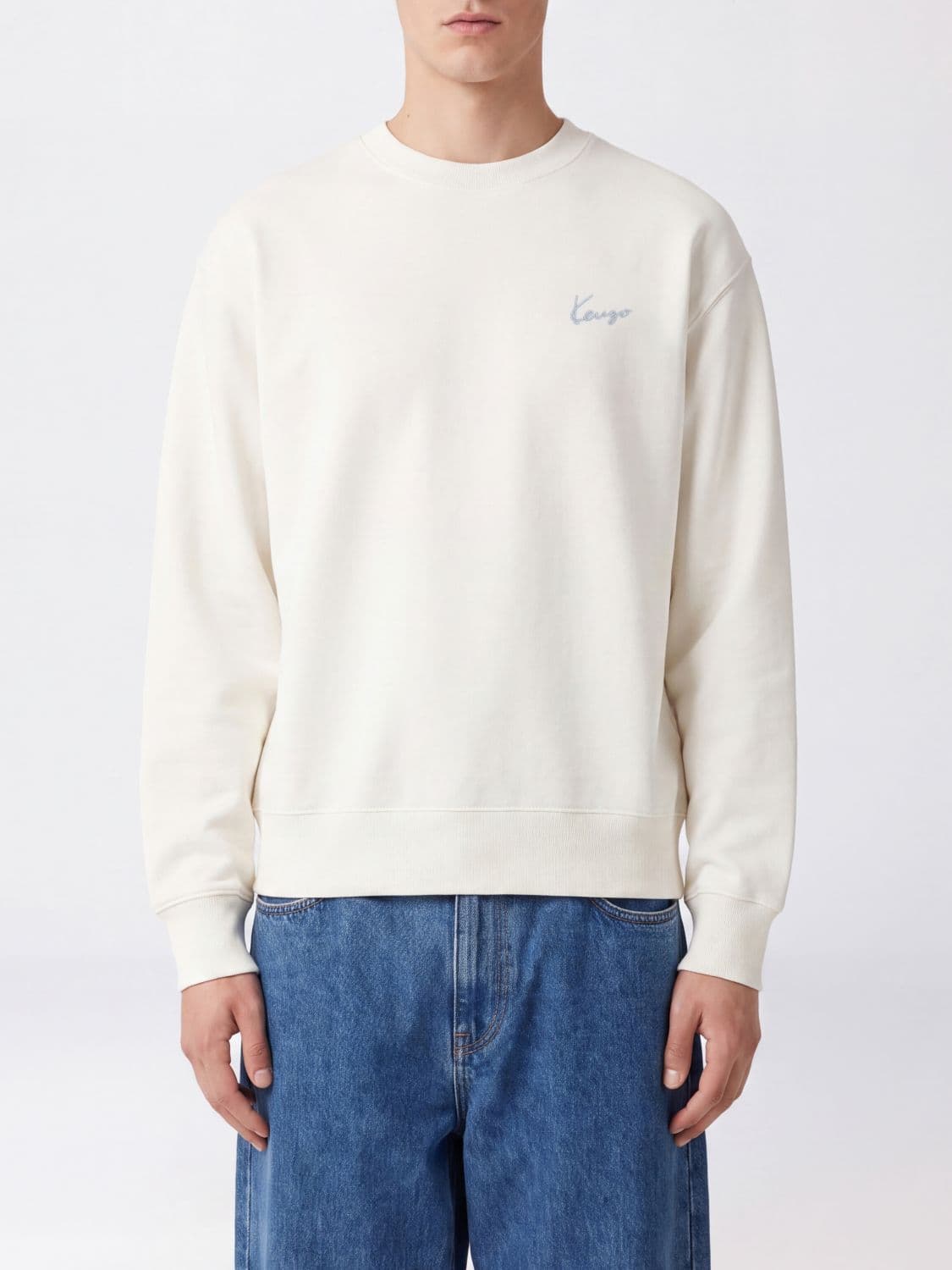 Kenzo Crewneck Cotton Sweatshirt with Contrast Logo Print on the Chest