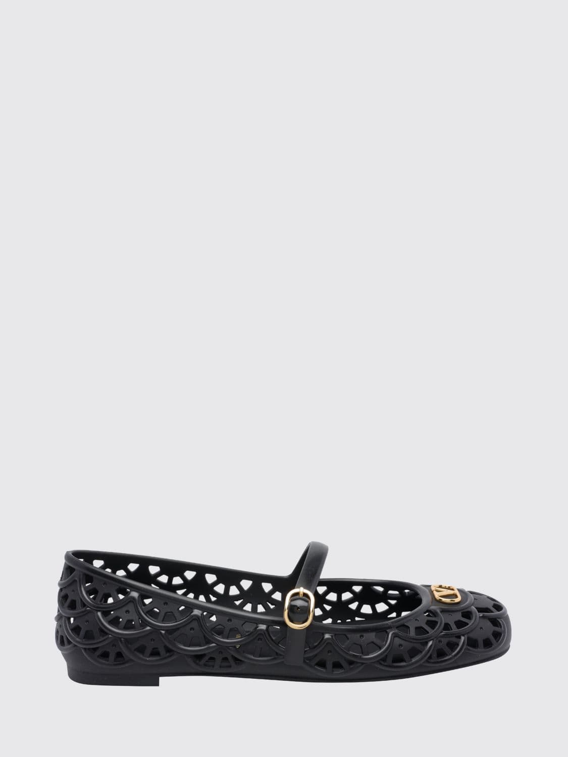 Valentino Garavani Ondette Perforated Rubber Mary Jane Ballet Flats with VLogo