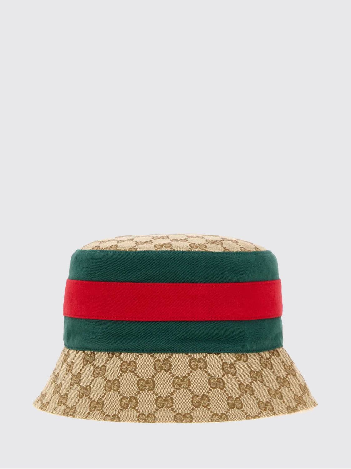 Gucci Monogram Striped Bucket Hat in Cotton Blend Fabric