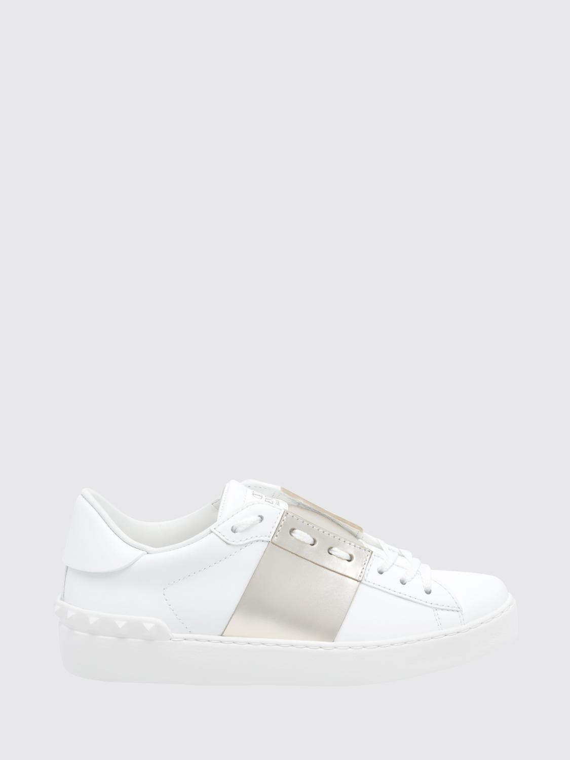 Valentino Garavani Open Leather Sneakers with Contrasting Laminated Band