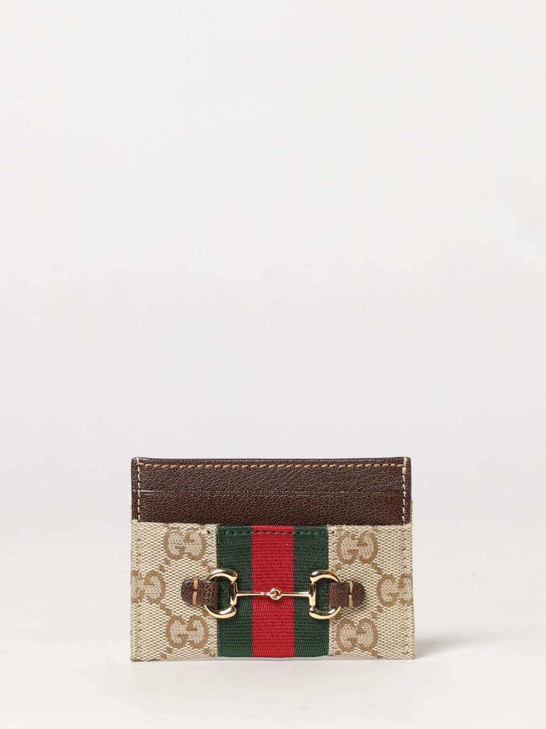 Gucci Card Holder with GG Monogram, Web Stripe and Horsebit Detail
