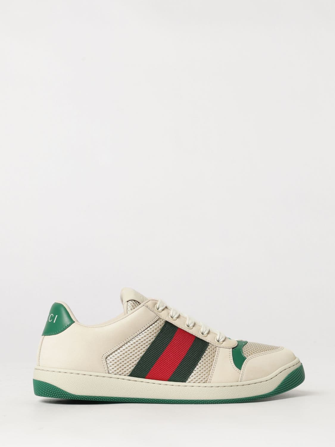 Gucci Screener Sneakers in Mesh and Suede with Web Stripe