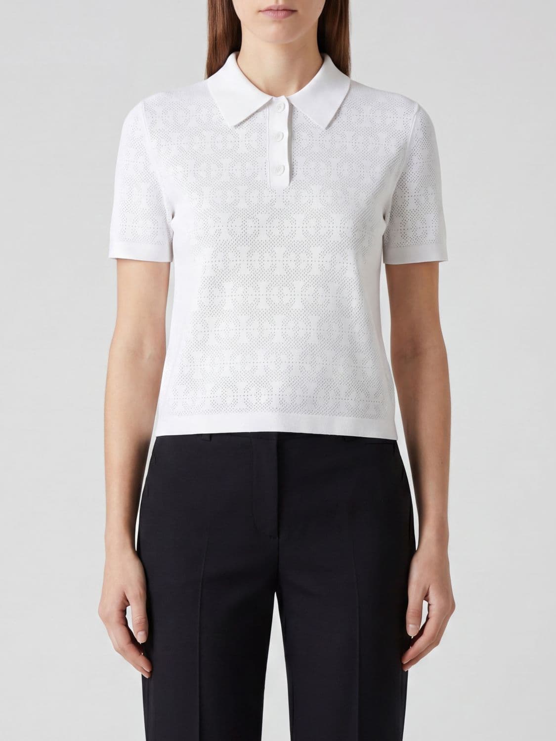 Tory Burch Slim Fit Viscose Blend Polo Shirt with Classic Collar