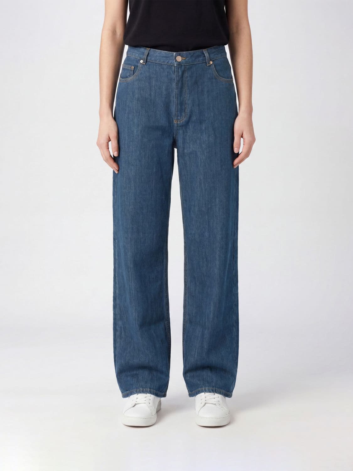 A.p.c. A. P.C. Mid-Rise Wide Leg Jeans in Cotton Denim with Five-Pocket Design