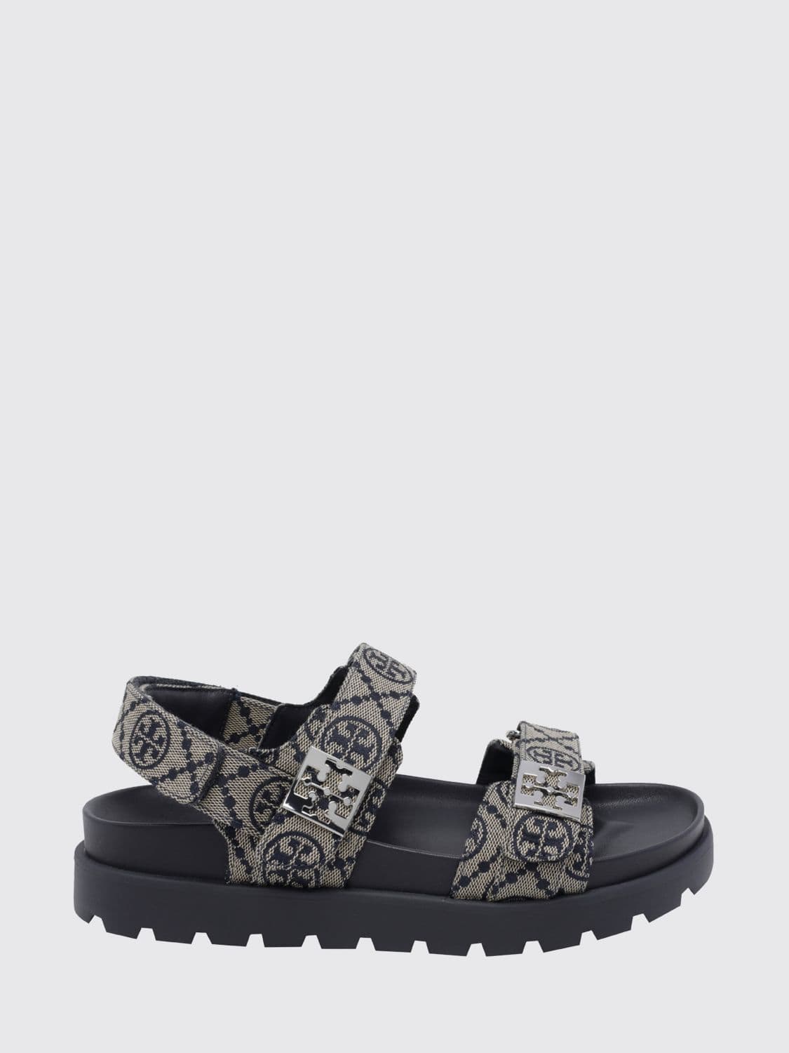 Tory Burch Mellow Double T Jacquard Canvas Platform Sandals