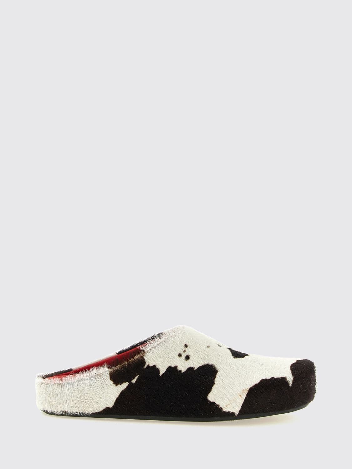 Marni Pony Hair Sabot Clogs with Animal Print and Round Toe