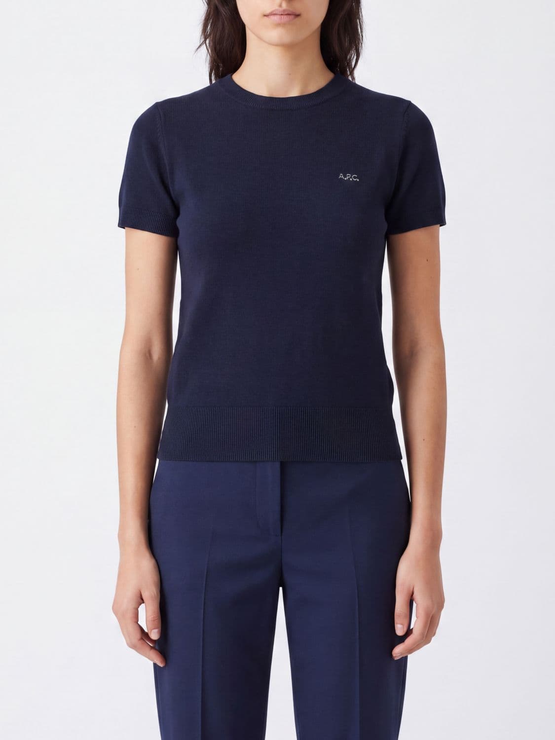 A.p.c. A. P.C. Short-Sleeved Crewneck Jumper in Virgin Wool and Cotton Blend