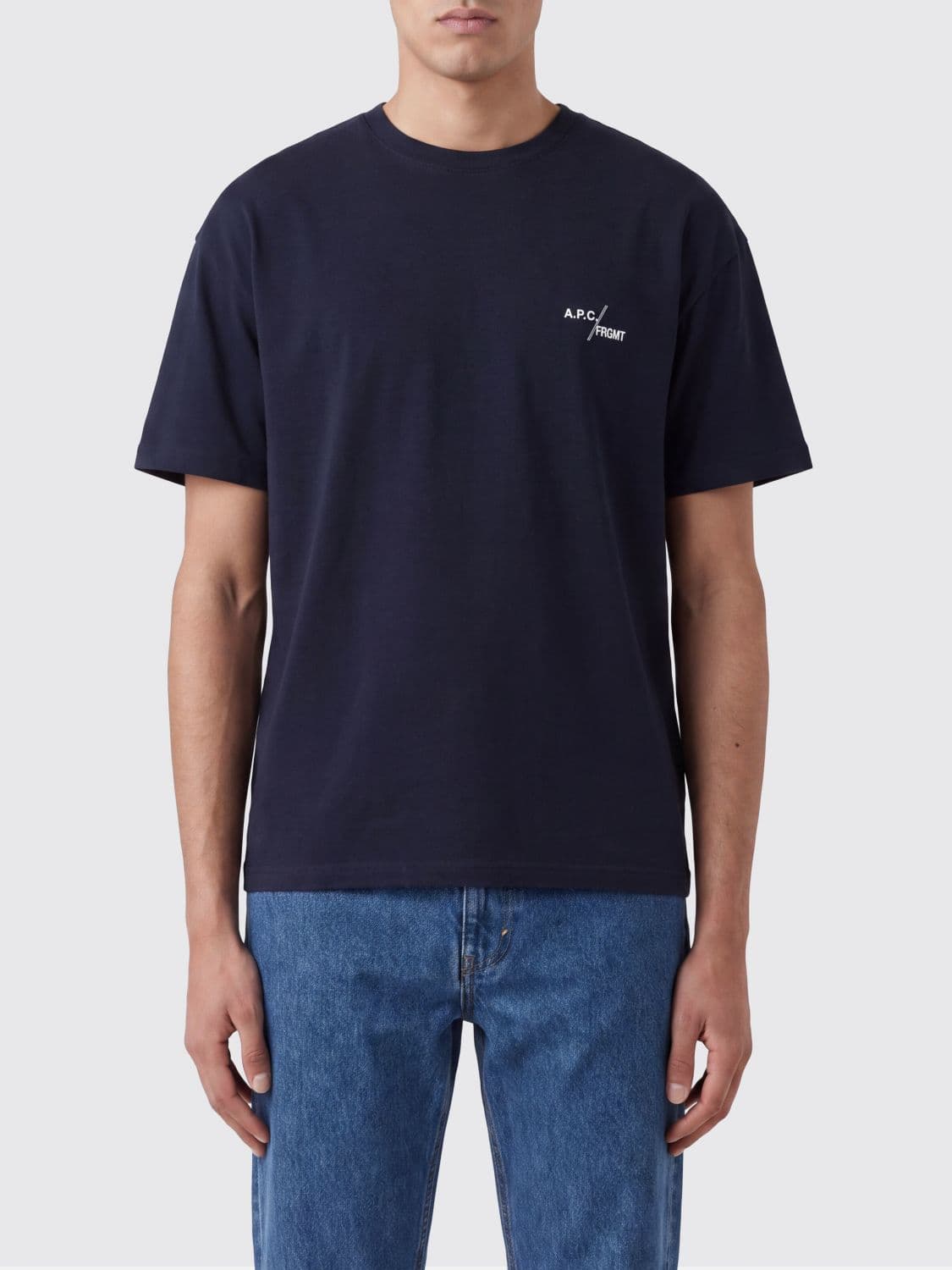A.p.c. A. P.C. Cotton T-shirt with Contrast Logo and Dropped Shoulders