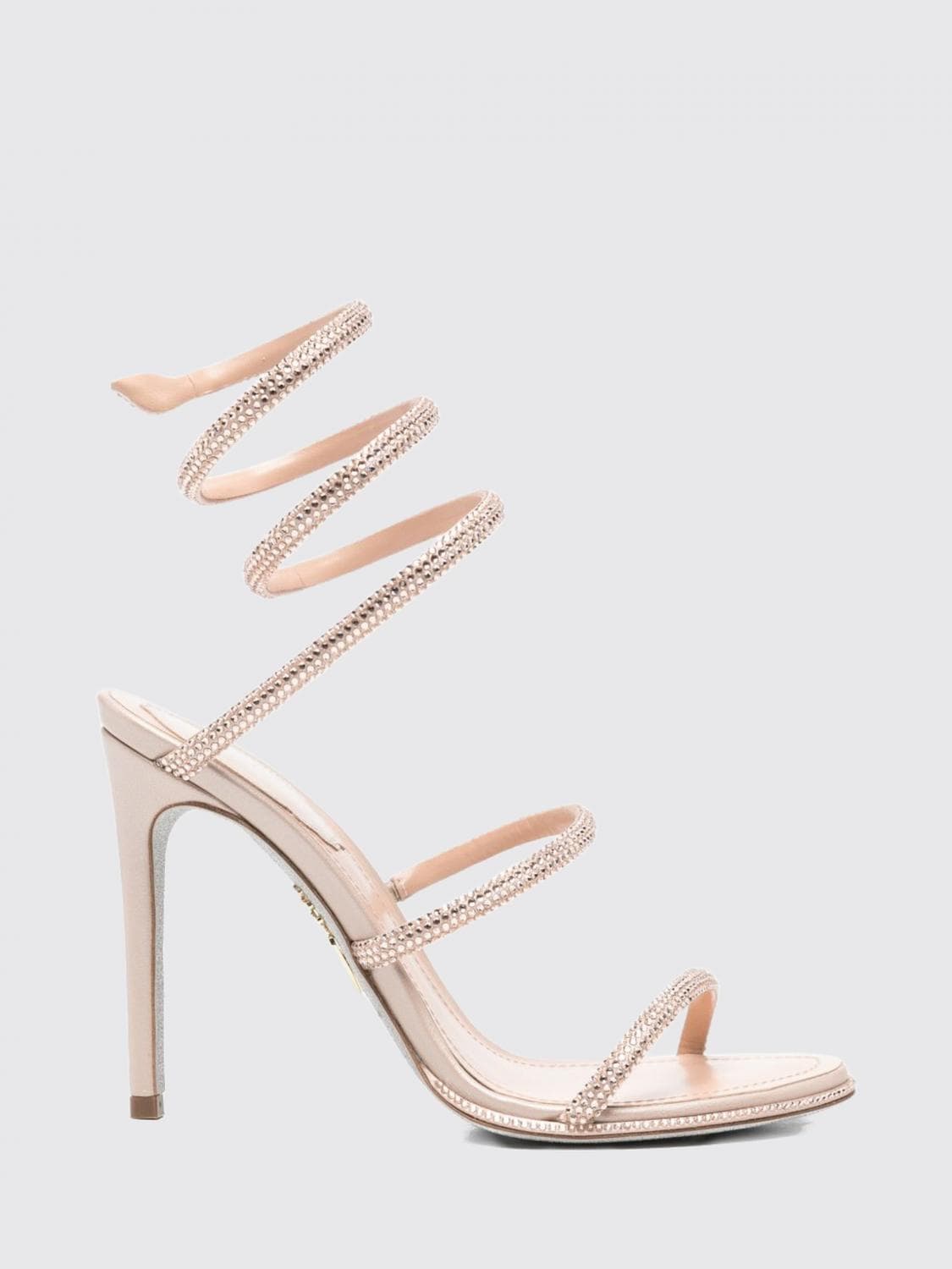 Rene Caovilla Cleo Crystal-Embellished Spiral Strap High-Heeled Sandals