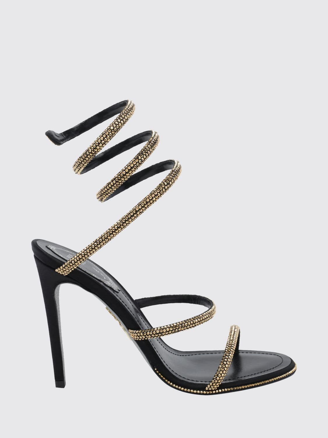 Rene Caovilla Cleo Crystal-Embellished Spiral Strap High-Heeled Sandals