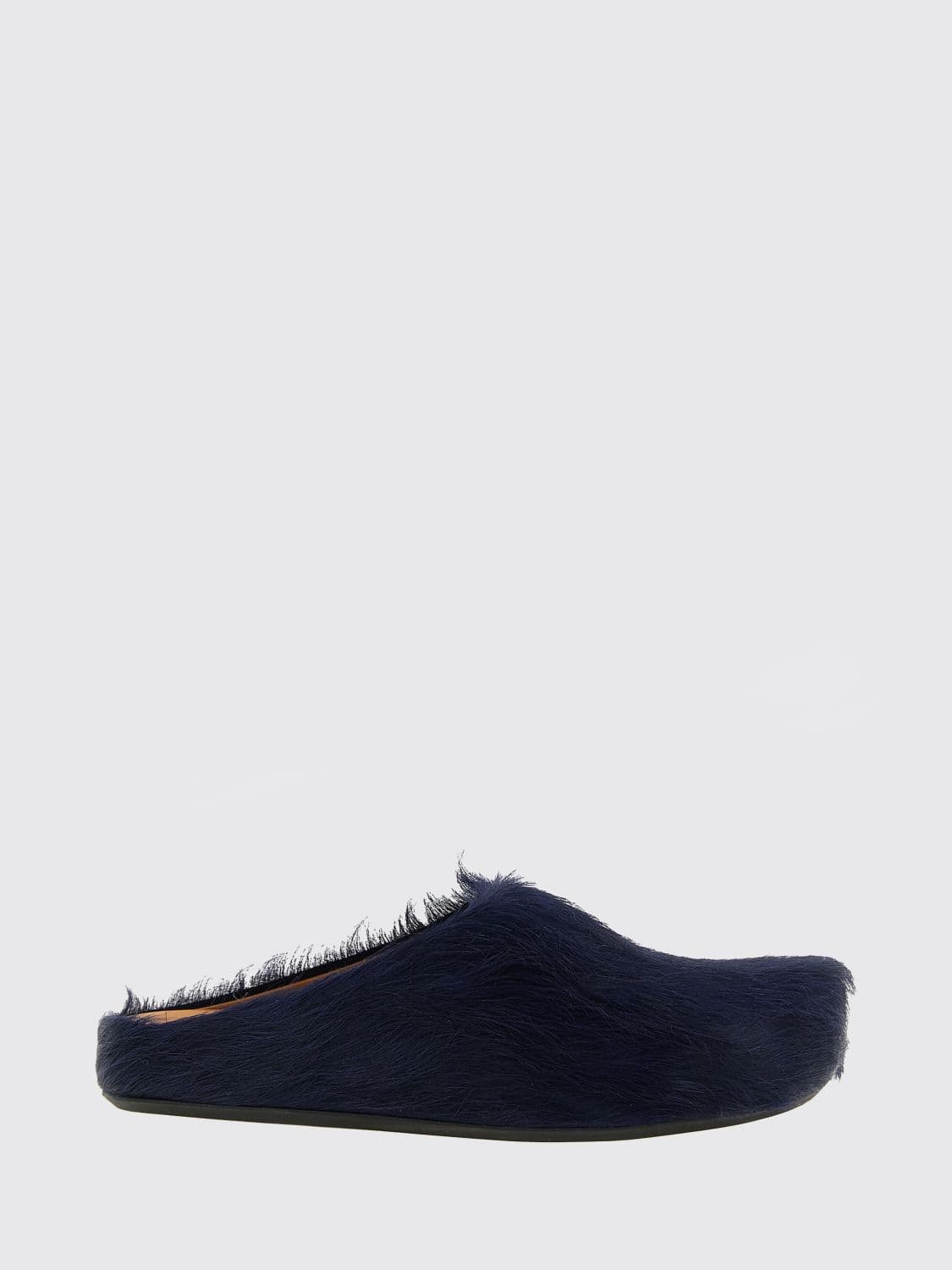 Marni Calf Hair Sabot Mules with a Round Toe and Rubber Sole