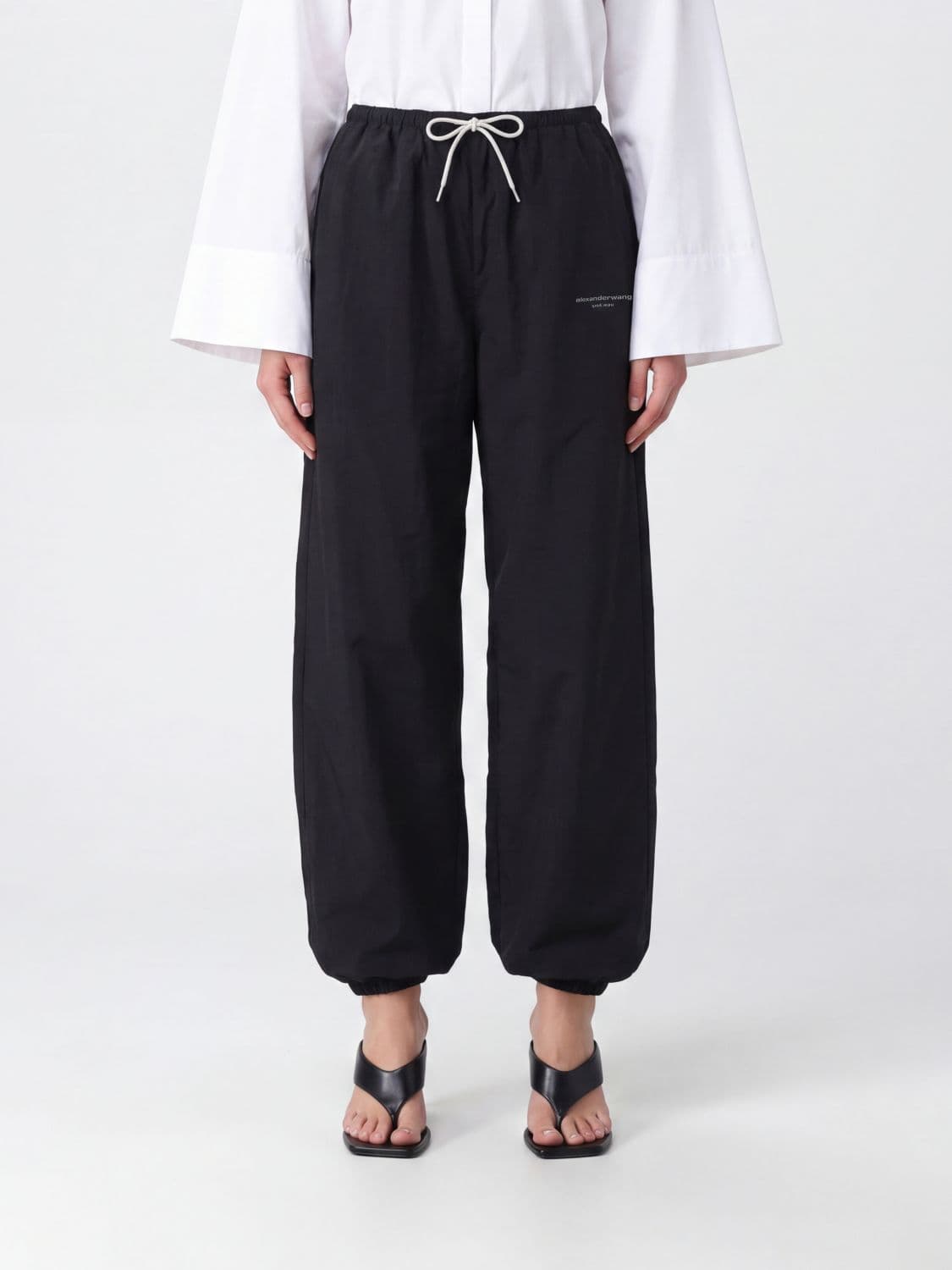 Alexander Wang High-Waisted Wide-Leg Jogging Trousers with Logo