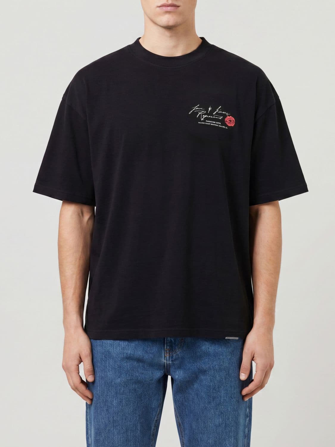 Represent Logo Cotton T-shirt with Dropped Shoulders