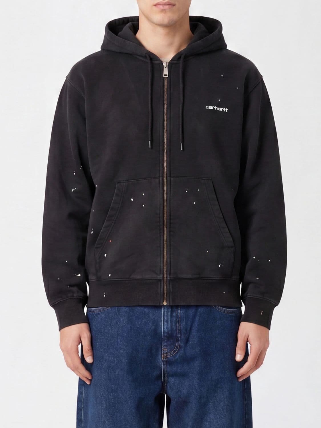 Carhartt Wip Cotton Zip-Up Hoodie with Contrast Logo