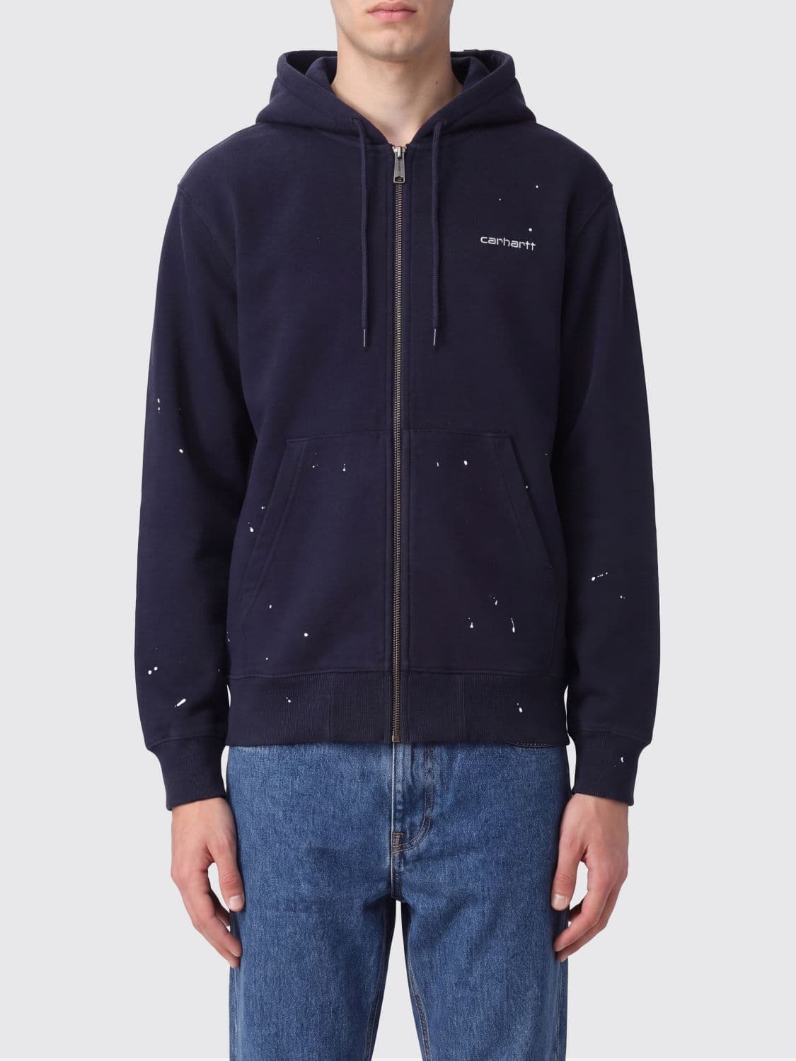 Carhartt Wip Cotton Zip-Up Hoodie with Contrast Logo