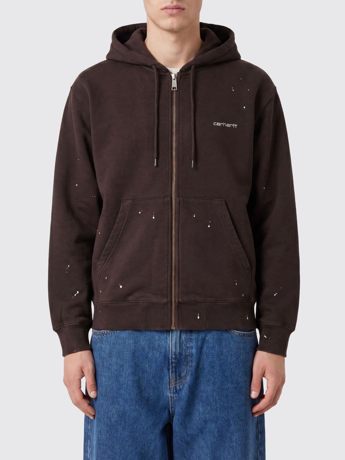 Carhartt Wip Cotton Zip-Up Hoodie with Contrast Logo