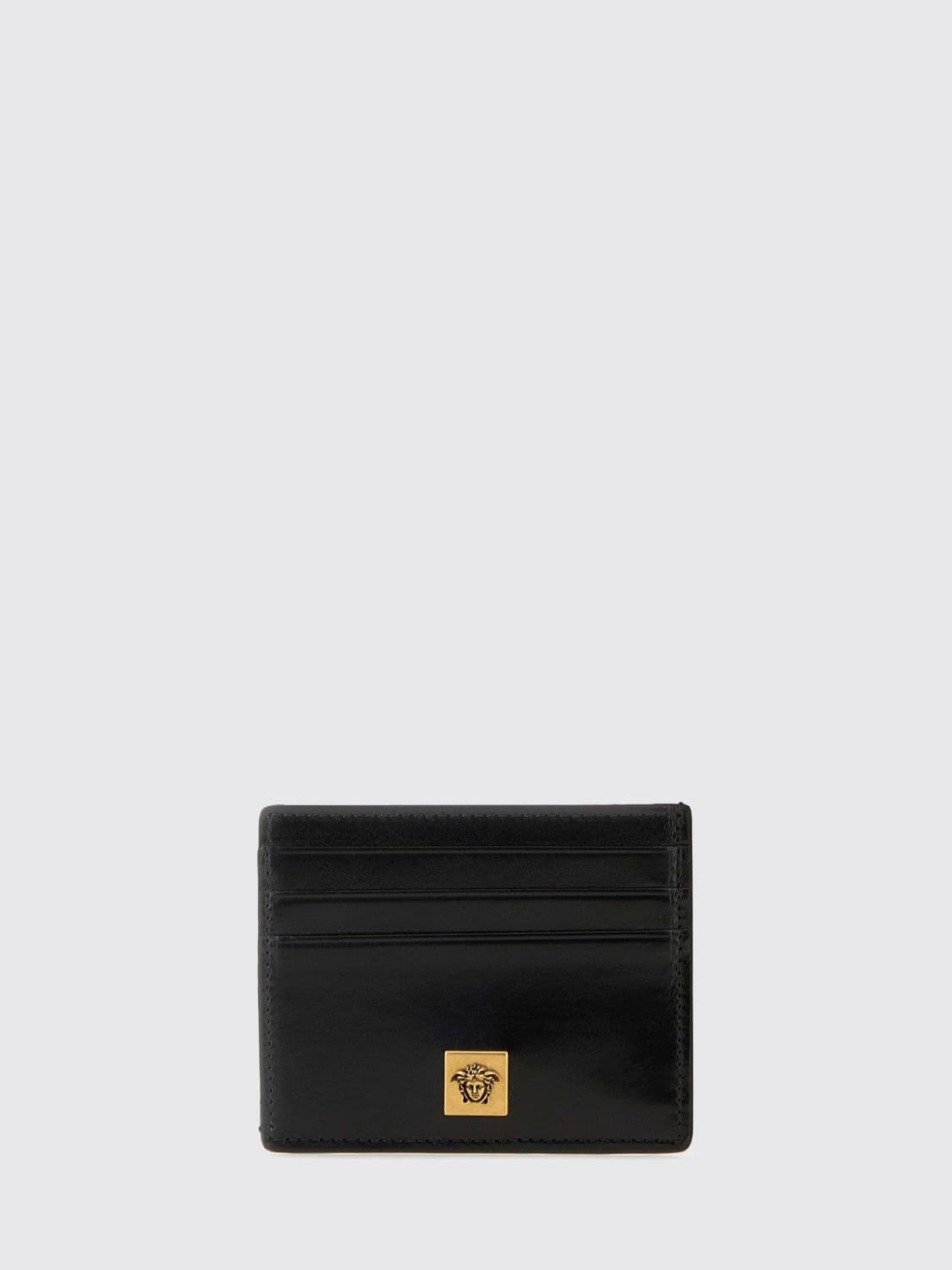 Versace Leather Card Holder with Medusa Plaque and Six Card Slots · OS