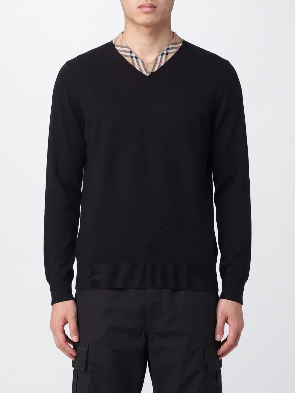 Burberry V-Neck All-Over Vintage Check Wool Jumper